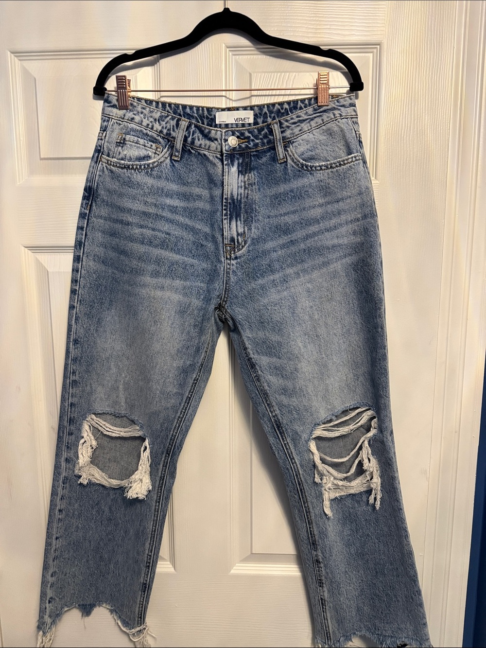 VERVET BY FLYING MONKEY Distressed Light Blue Boyfriend Jeans